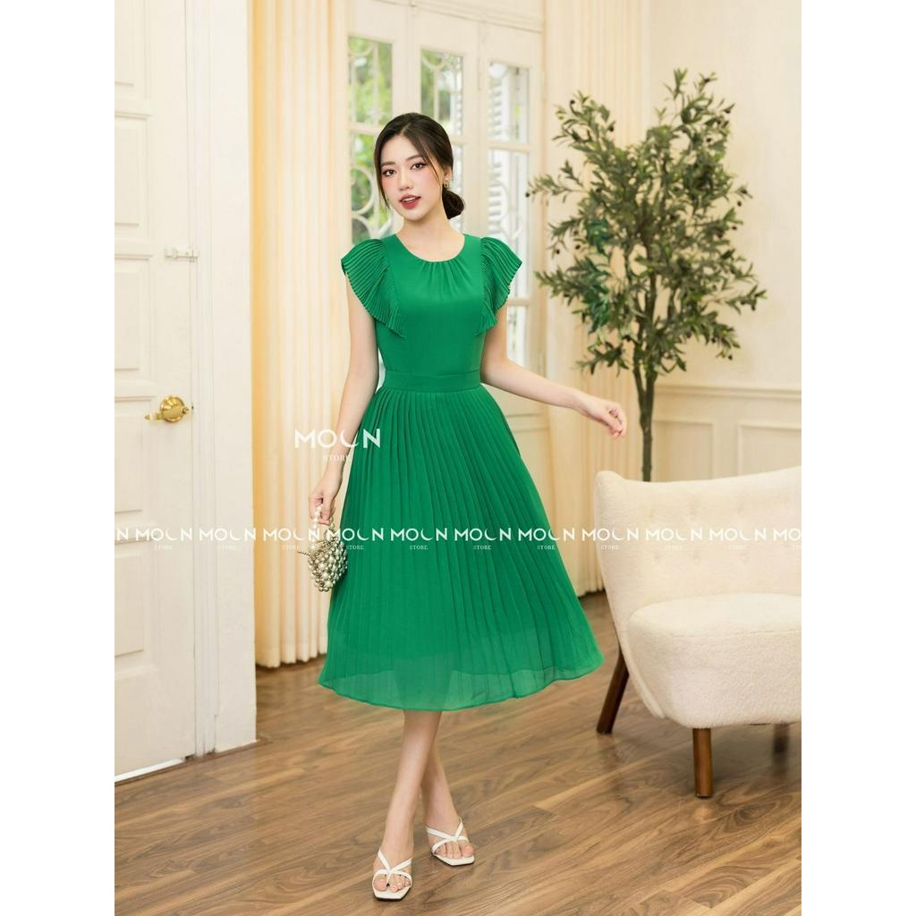 Váy dài nữ công sở liền thân, đầm xòe thiết kế thắt eo dáng dài sang chảnh chất chiffon cao cấp MV251 Moon