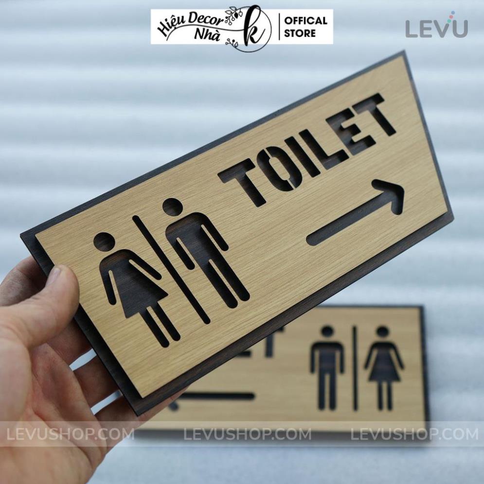 Biển chỉ hướng toilet mũi tên trái phải bằng gỗ sang trọng TL27 - Hiệu Nhà K