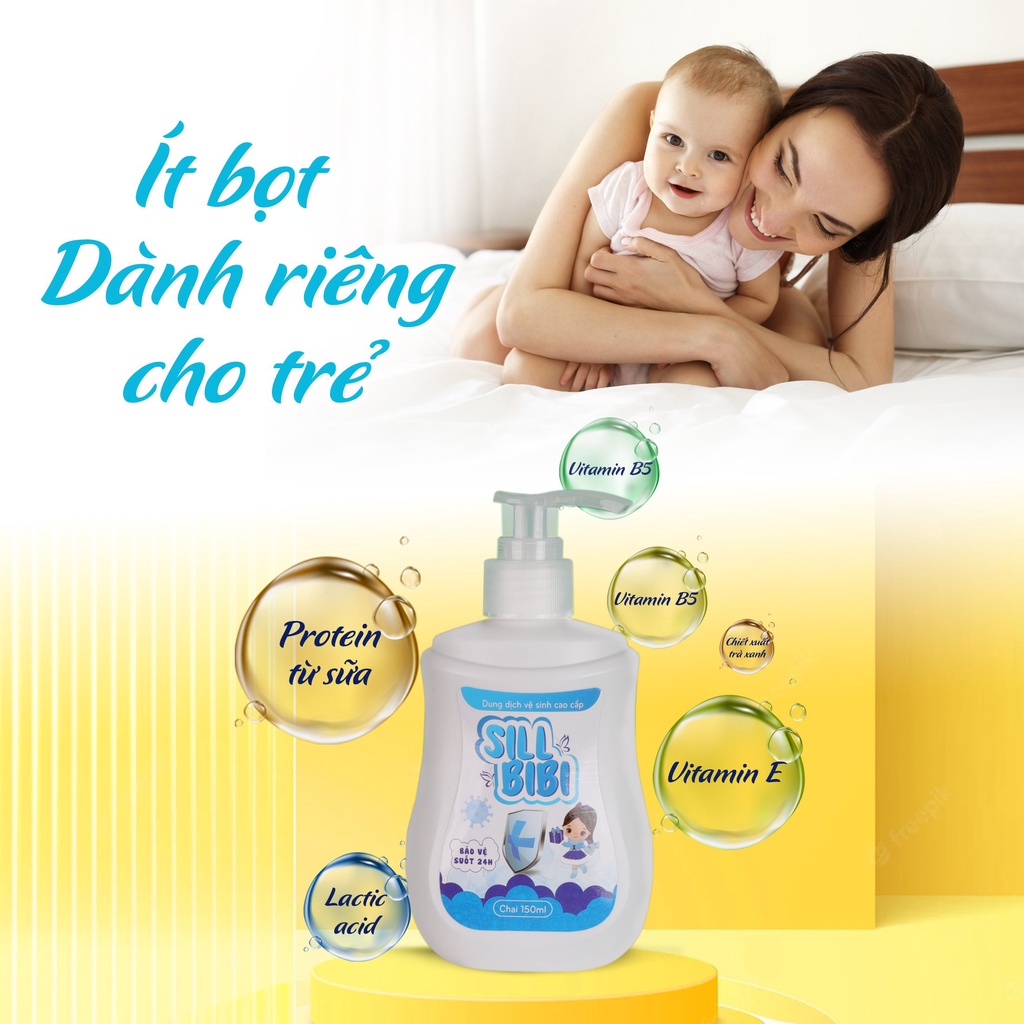 Dung Dịch Vệ Sinh Vùng Kín SILL BIBI Chiết Xuất Trà Xanh Cho Bé Từ 1 Tuổi Giúp Làm Sạch, Chăm Sóc,Bảo Vệ Vùng Kín Cho Bé
