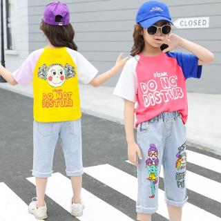 Set áo sơ mi + quần jeans cho bé gái