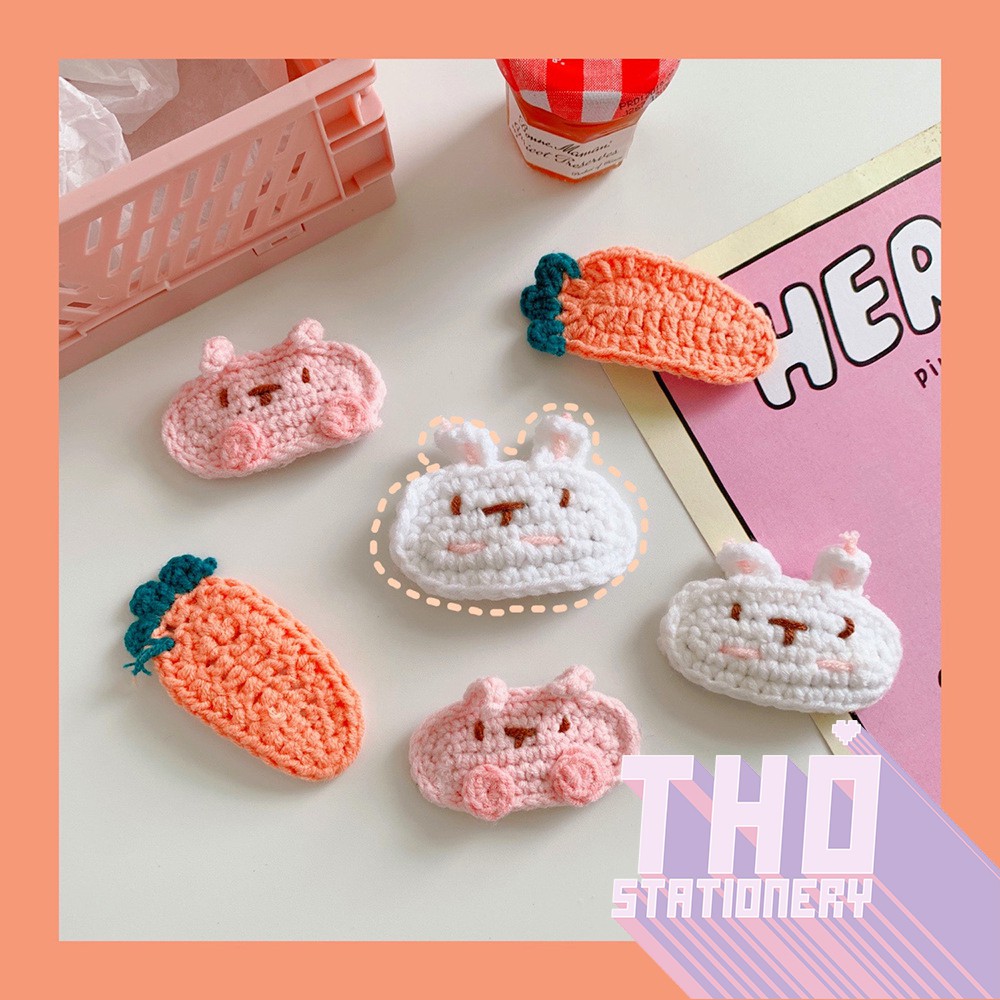 Kẹp Tóc Mái Handmade Len Đan Thêu Cute Nhỏ Xinh Dễ Thương Ulzzang Phong Cách Hàn Quốc