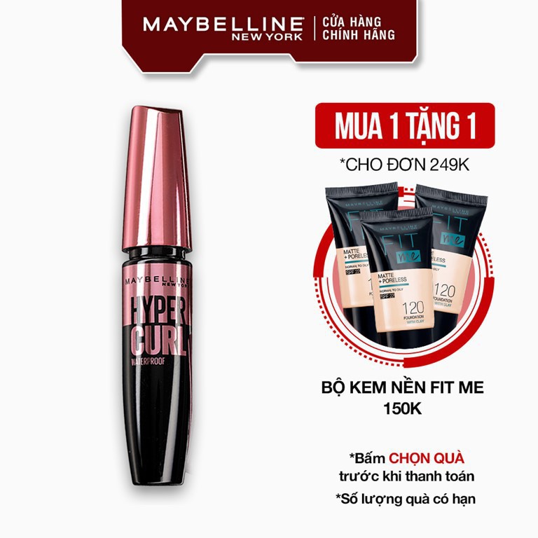 [Bb123]  Mascara Dài Mi và Cong Mi Maybelline New York Hyper Curl Waterproof Chuốt Mi Đen 9.2ml LL854