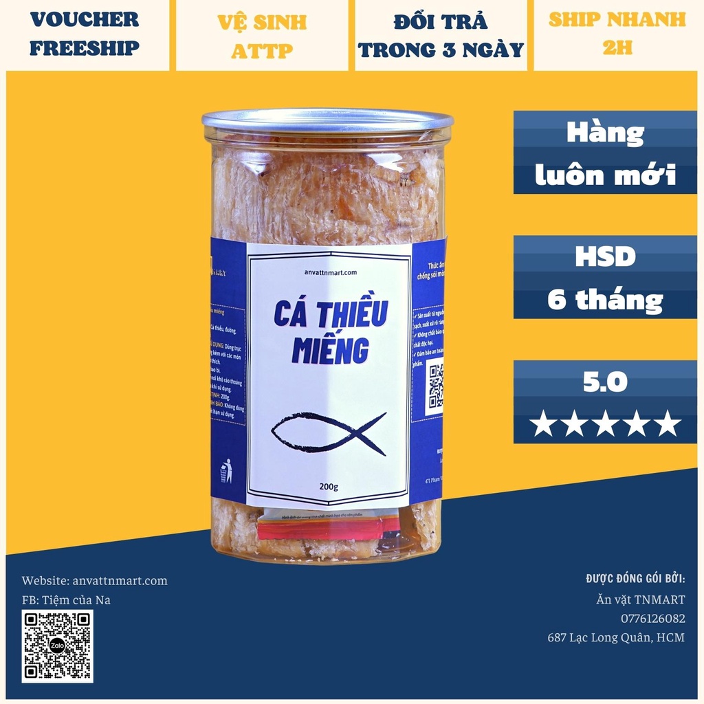 Cá thiều miếng ăn liền lon pet 200g - Ăn vặt ngon rẽ Tnmart