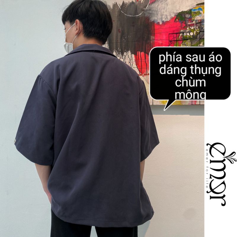 Áo Blazer Cộc Tay Nam Nữ Dáng Dài , Áo Khoác Vest Nam Nữ Dáng Suông Basic 2 Khuy Cài Thời Trang Hàn Quốc E'mer