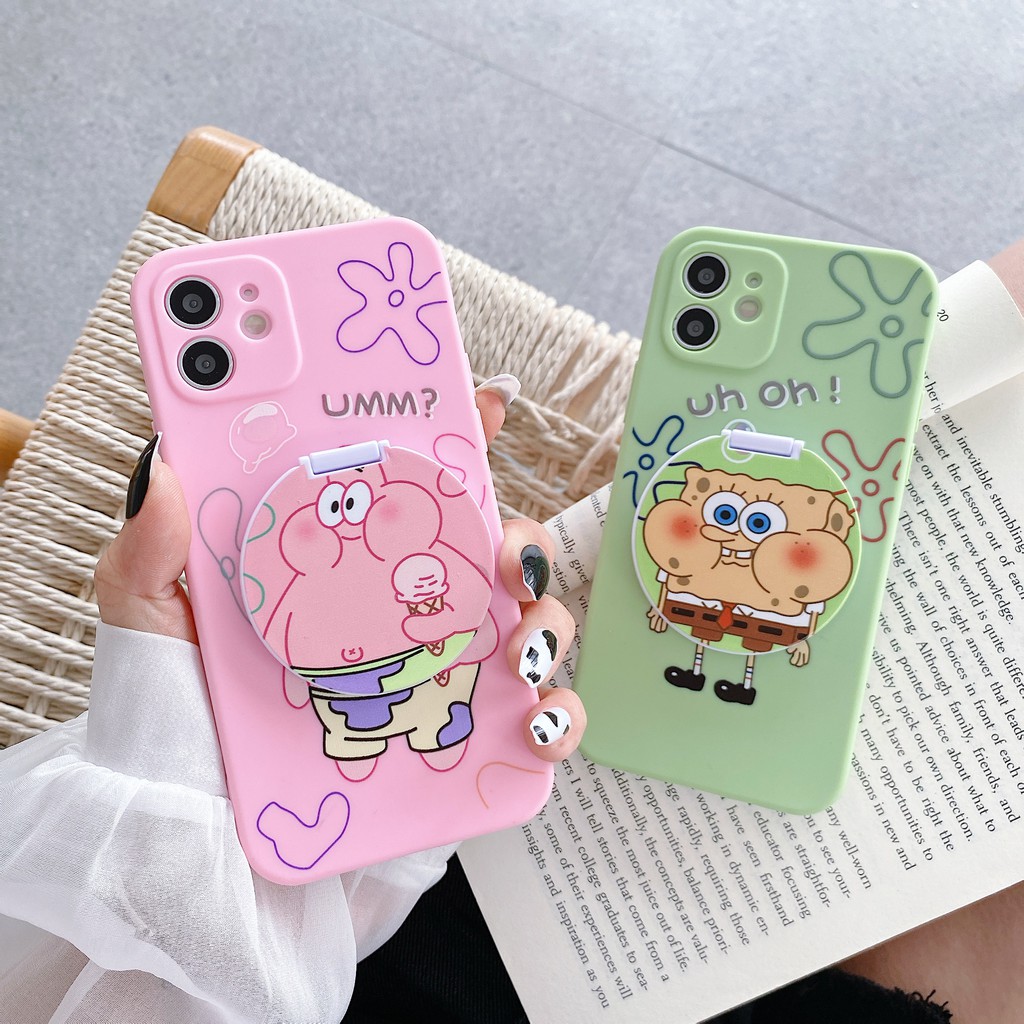 Casyva For Realme C17 C15 C12 C11 C3 C2 C1 7 5 5i 6i X K3 2Pro Cartoon Best friend UH OH SpongeBob Patrick Star Mirror Soft Phone Case