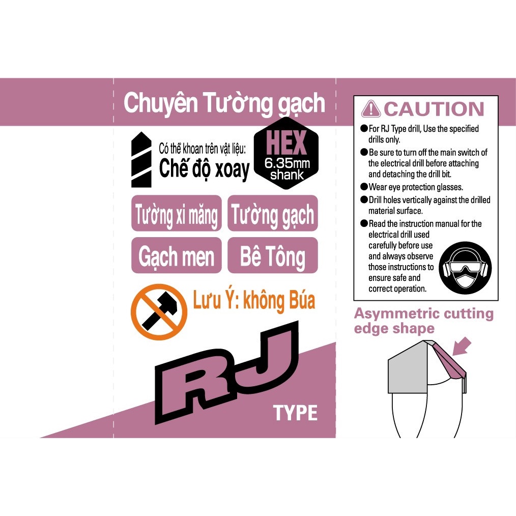Mũi khoan tường, gạch Unika chân lục giác mã RJ