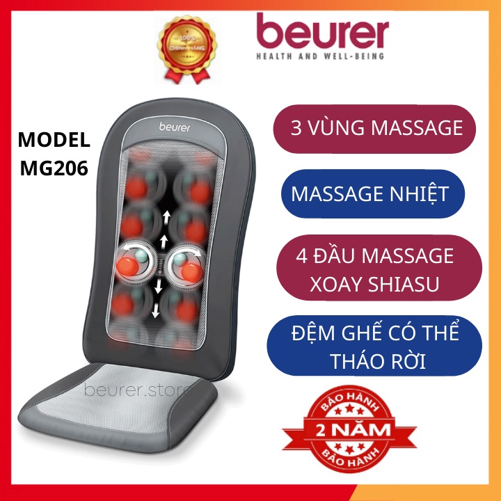 Đệm ghế massage hồng ngoại beurer MG206, massage lưng, chất liệu mềm thoáng khí, dễ vệ sinh