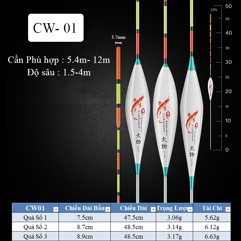 Phao Phao câu đài Săn Hàng Đại Ngư - Phao câu đài Nano đầu to chống mỏi mắt Tải chì lớn - AA72