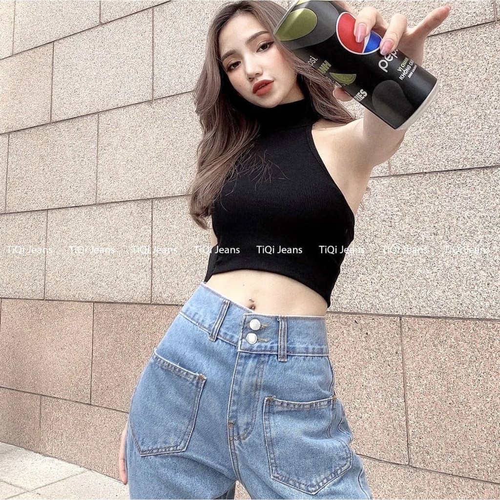 Quần Baggy Jean Túi Ngược PEONYB Nữ [FREESHIP] 🌸 Jeans cạp cao bản to, culottes bò rách ống cá tính Ulzzang HOT 🌸