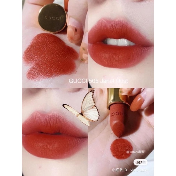 Có sẵn - Son thỏi lì Gucci Matte màu 505 Janet Rust đỏ cam đất