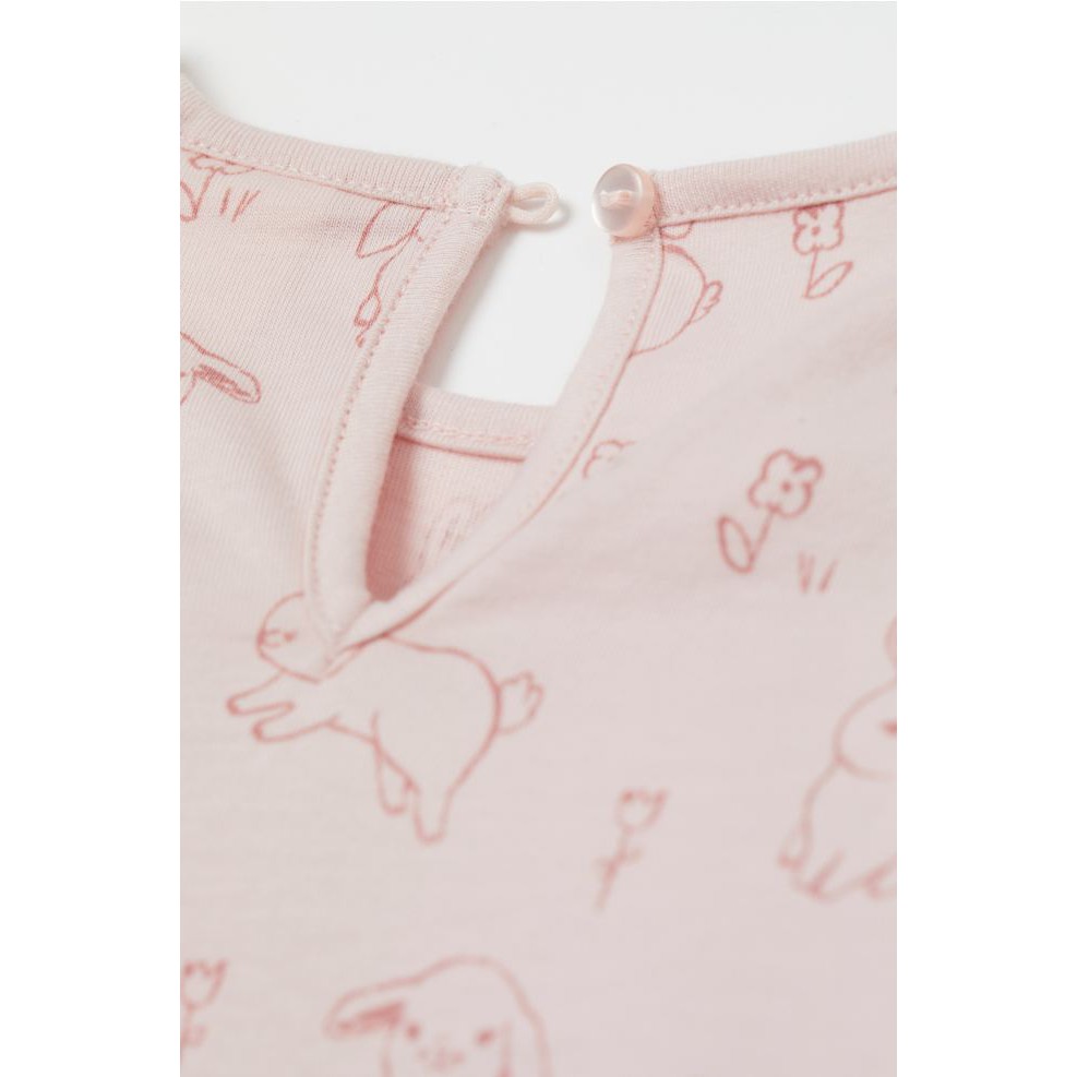 Áo cotton thỏ hồng HM H&amp;M size 6m-3y_hàng chính hãng Mỹ