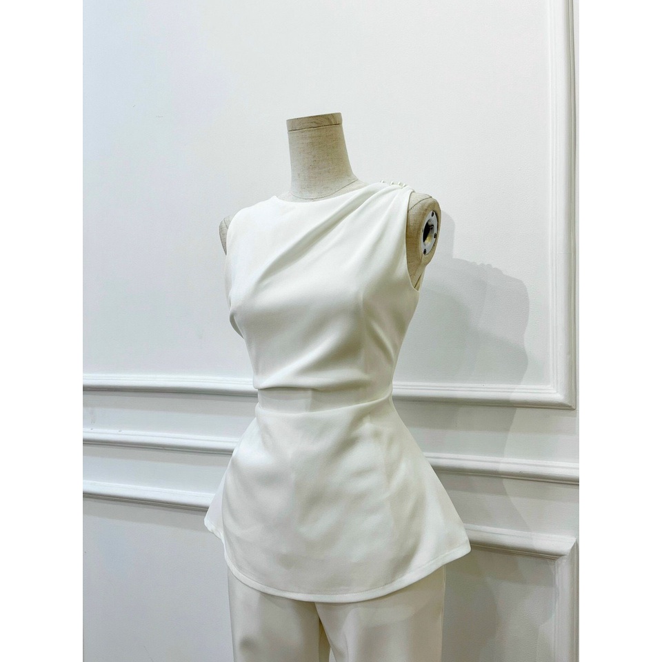 Áo peplum không tay - đính vai, hàng may 2 lớp chuẩn phom size SML
