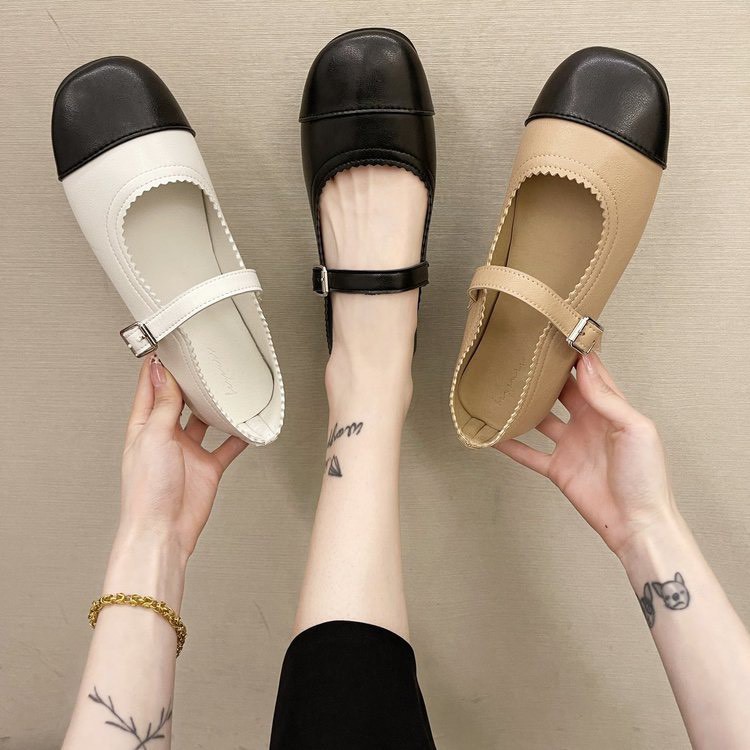 Giầy búp bê nữ pha màu quai ngang basic hàng QC