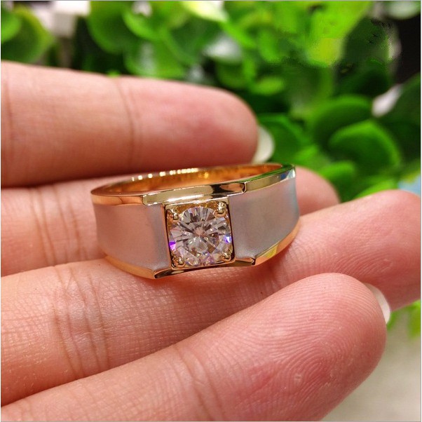 Nhẫn Đính Hôn Kim Cương Mạ Vàng 18K Đơn Giản Thời Trang Nam