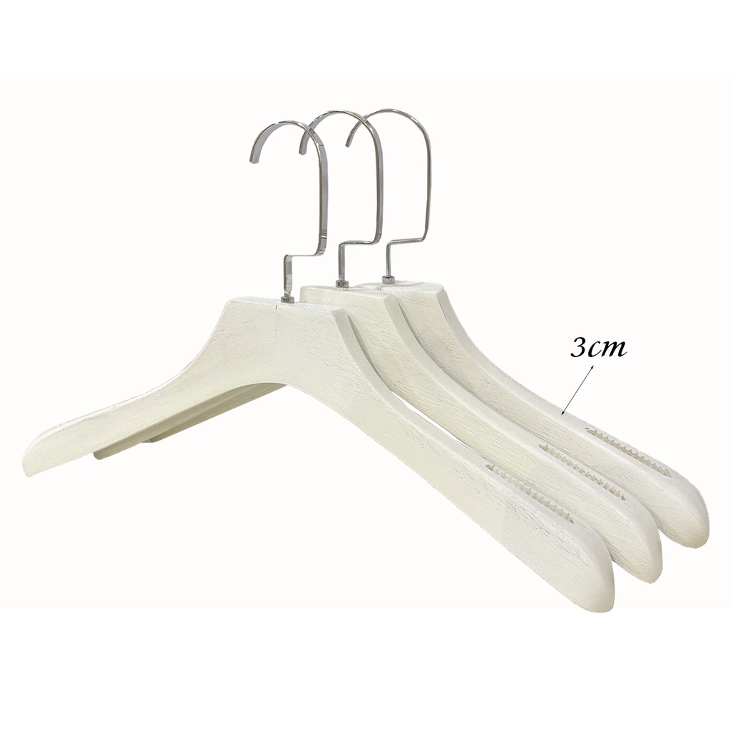 Móc áo gỗ trắng sơn xước, móc treo vest gỗ dày 3cm có đệm vai ( 1 móc )