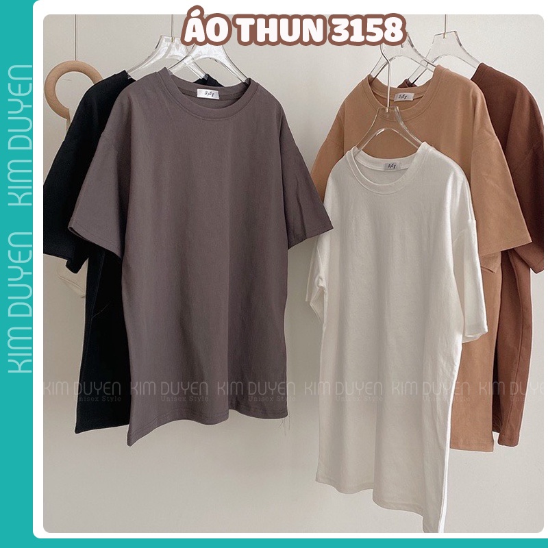 Áo Thun 3158 Áo Phông Trơn 3158 Form Rộng Tay Lỡ Dáng Oversize Nam Nữ Chất Vải Dày Dặn Mặc Mát Mẻ