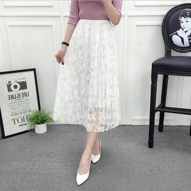 Chân váy ren dài cao cấp 214e