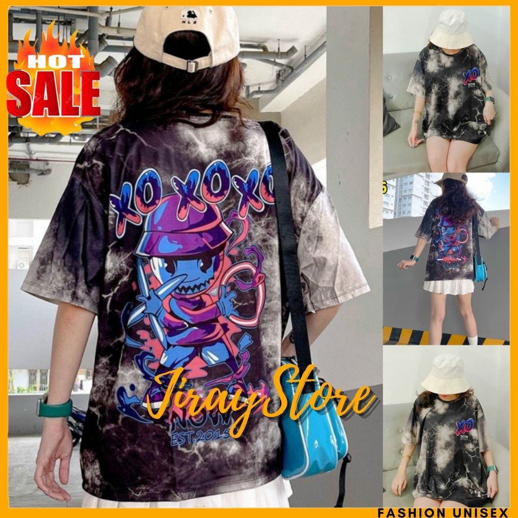 Áo Thun Nam Nữ Form Rộng - Áo Thun Tay Lỡ Unisex Loang Màu XOXOXO Siêu Hot -JIRAY.STORE