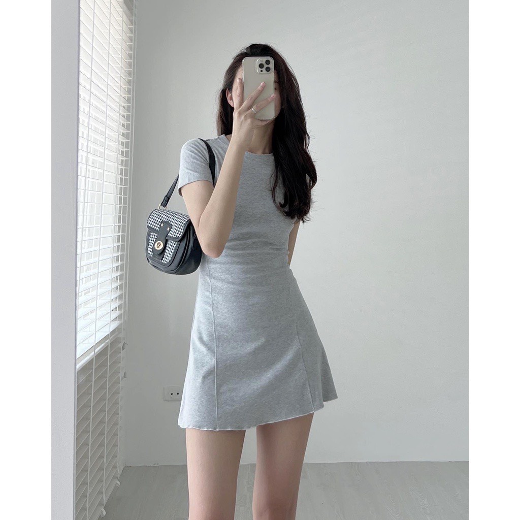 Váy Cộc Tay May Viền JOLIE Nữ  🌸 Đầm Body Dáng Ôm Tenis Vạt Bèo Tiểu Thư, Kiểu Sporty Hàn Quốc Ulzzang 🌸