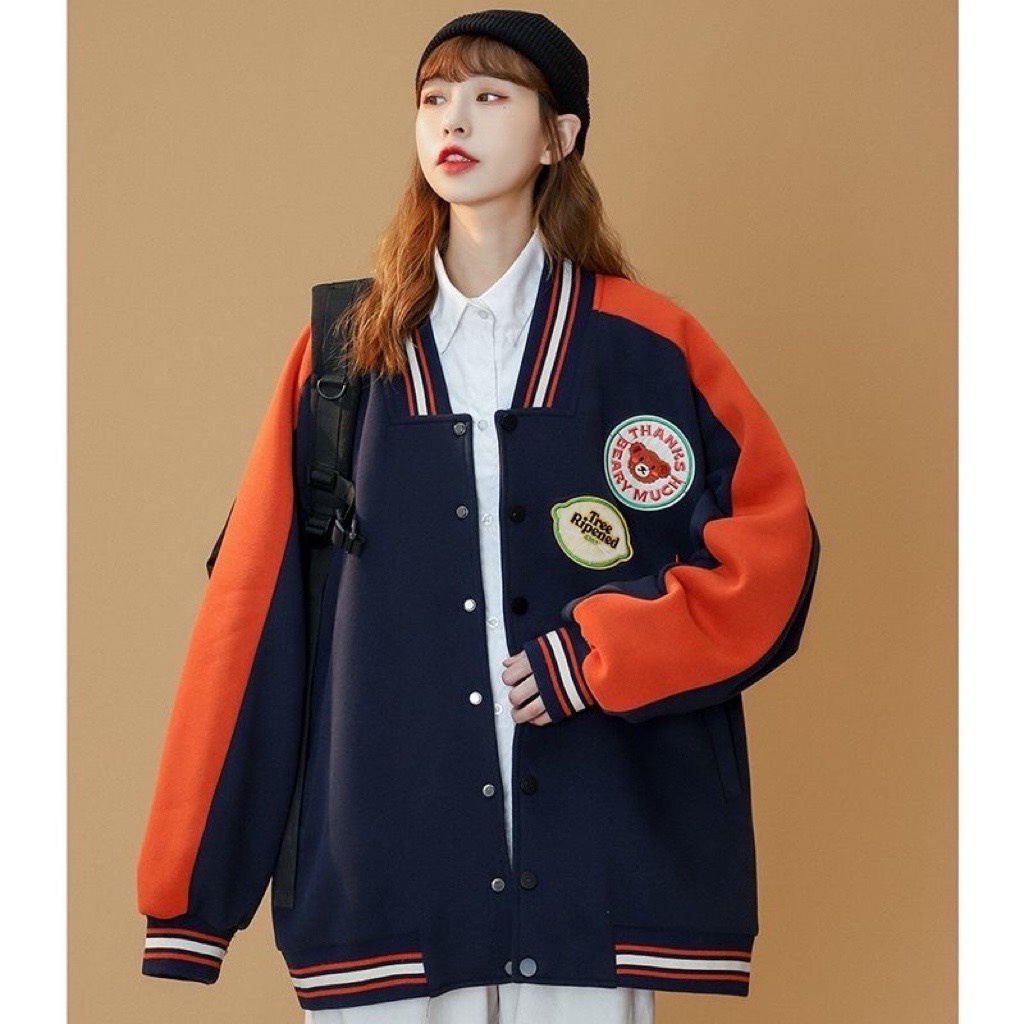 Áo Khoác Nỉ Bomber Nam Nữ, Áo Khoác Quảng Châu Unisex Varsity Form Rộng Ulzzang Kiểu Dáng Trẻ Trung | BigBuy360 - bigbuy360.vn