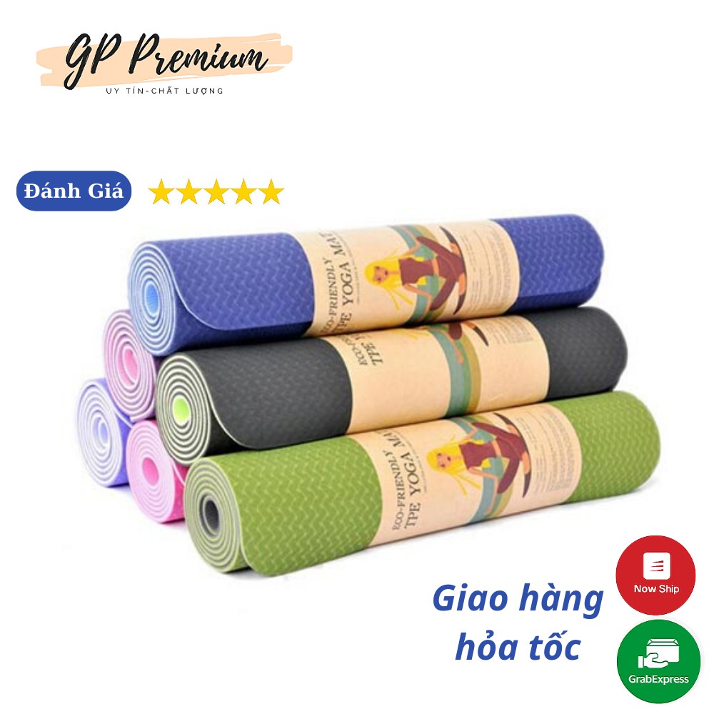 💖FreeShip💖 Thảm Tập YOGA/Thảm Tập GYM TPE 2 Lớp 6mm Không Thấm Mồi Hôi, Chống trơn trượt Kích Thước 