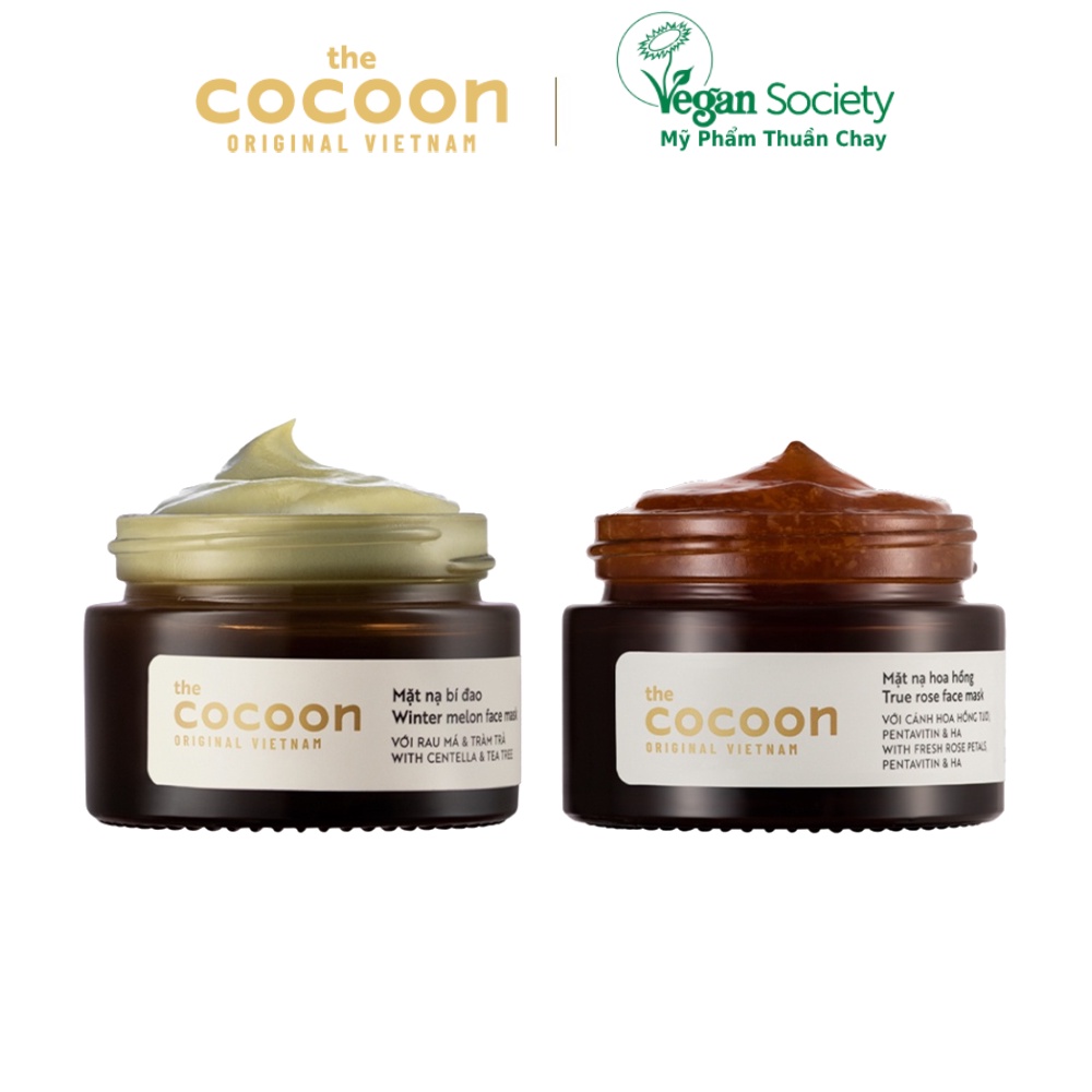 Combo mặt nạ bí đao cocoon 30ml + mặt nạ hoa hồng dưỡng ẩm cocoon 30ml - Vegan Society