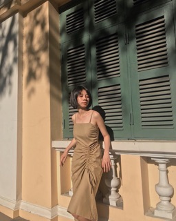 Đầm linen rút dây