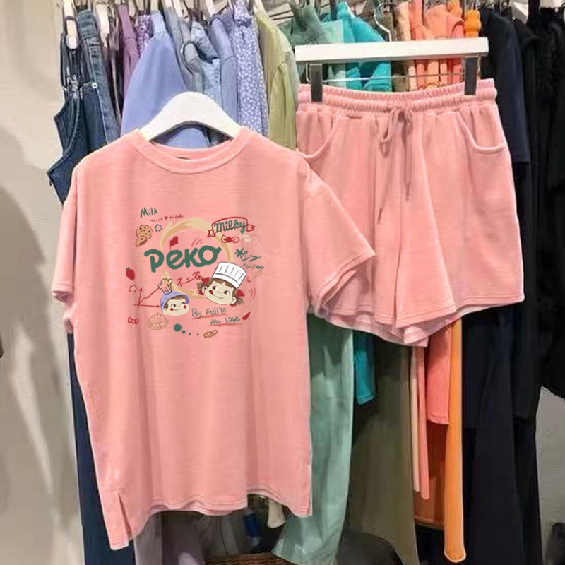 Set Đồ Thể Thao Áo Thun Tay Ngắn + Quần Short Dáng Rộng Thời Trang Mùa Hè Mới Cho Nữ
