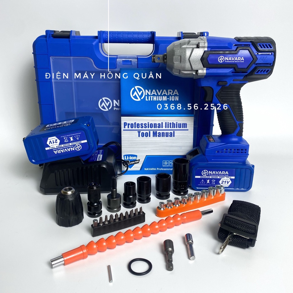 máy siết bu lông NAVARA NVR-6003 lực siết 880n.m cho sửa xe lưu động cần lực siết mạnh