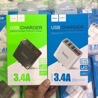 Cóc Sạc 3 cổng USB chính hãng Hoco C15
