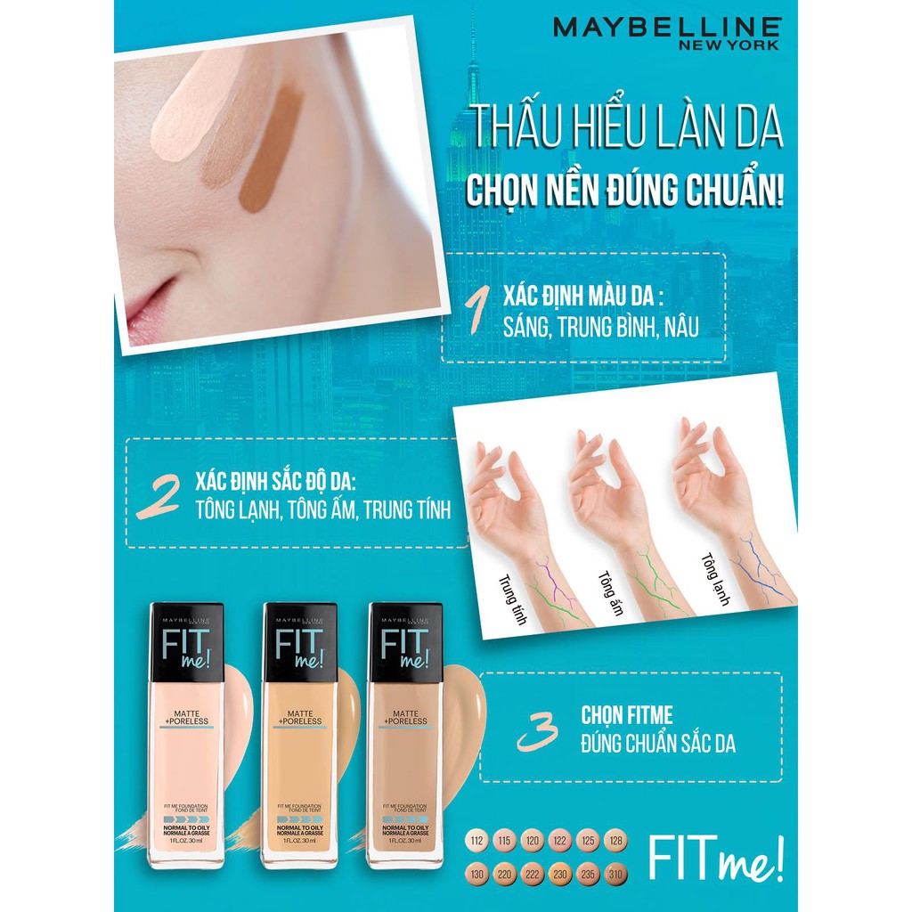 (Chính Hãng) Kem Nền Maybelline Fit Me Matte and Poreless Foundation #110 30ml