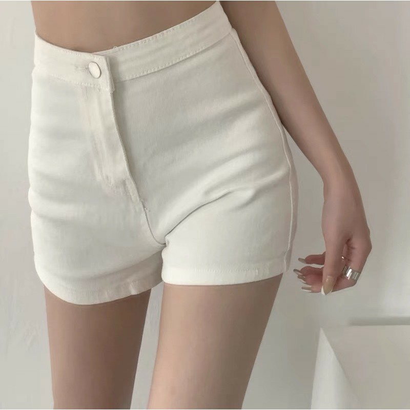 Quần short kaki nhung TH Store co dãn 2 màu cạp cao tôn dáng, quần đùi lưng ôm body ullzang