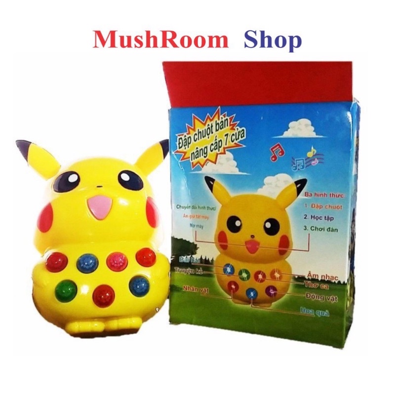 [Có Đèn Nhạc] Đồ Chơi Pikachu Đập Chuột, Học Tập, Hát Nhạc Đa Năng Dành Cho Bé