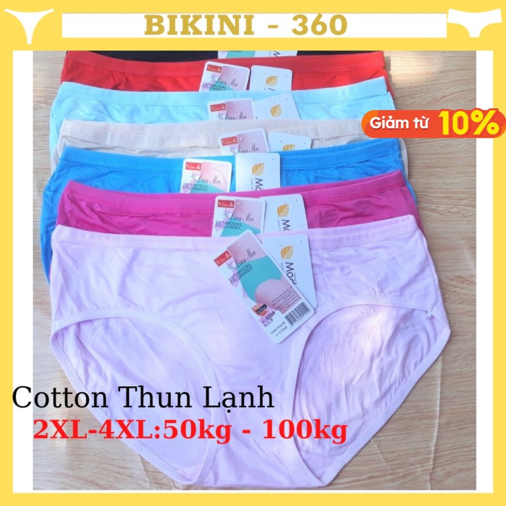 Quần lót nữ cotton thun lạnh bigsize đẹp Q8007 cạp trễ thấp from to cho người 60kg 70kg 80kg 90kg 100kg; bikini