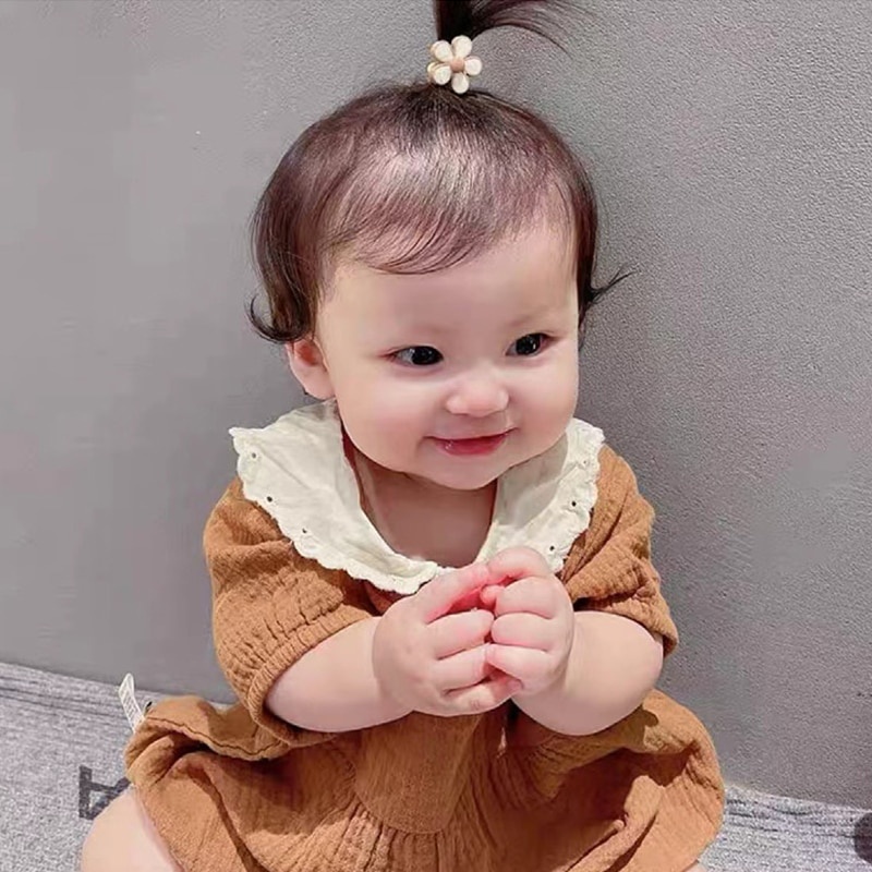 Bộ 20 Dây Buộc Tóc Cao Su Co Giãn Đính Nơ / Hoa / Gấu Hoạt Hình Dễ Thương Cho Bé Gái