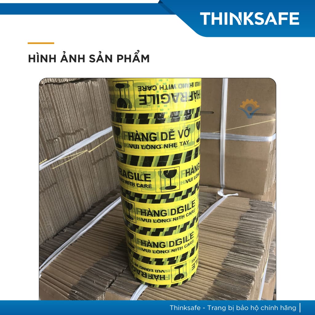 Băng keo cảnh báo hàng dễ vỡ  keo dán thùng đa dụng dính tốt không chảy keo - THINKSAFE