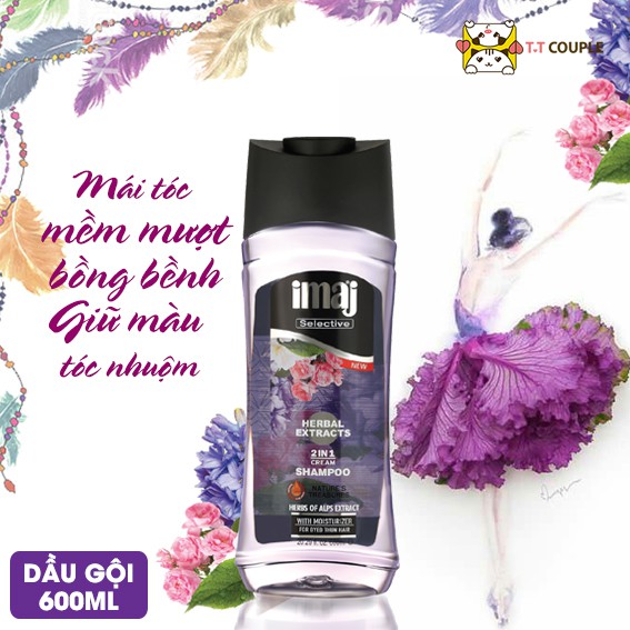 Dầu gội thảo dược dưỡng tóc giữ màu chăm sóc tóc uốn nhuộm IMAJ - 600 ml