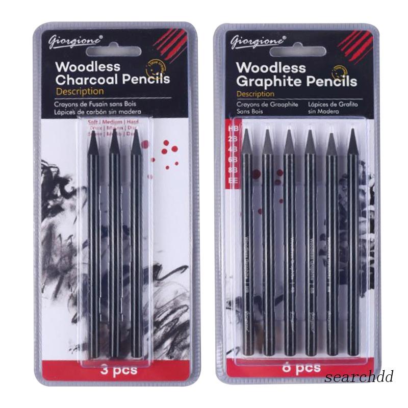 Bút Chì Than 3 / 6Kit Pro Màu Đen Không Dùng Để Vẽ Phác Thảo Dành Cho Người Lớn Và Trẻ Em