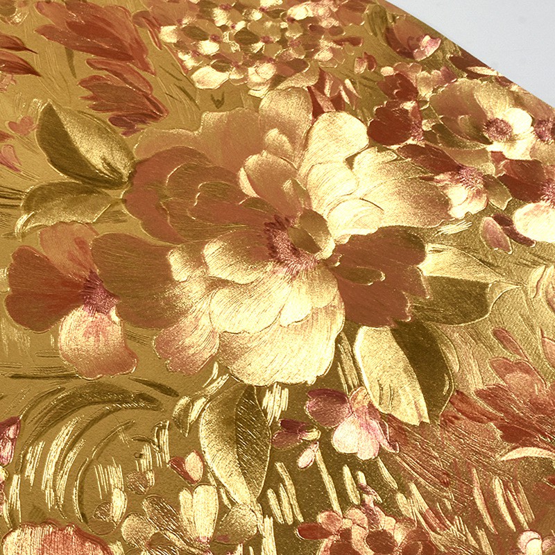 53cm * 9.5m wallpaper Non-self-adhesive PVC wallpaper Chất liệu cao cấp PVC không có chất kết dính giấy dán tường vàng lá vàng lấp lánh hoa lớn mỹ retro thẩm mỹ viện hình nền nền đặc biệt sang trọng và khỏe mạnh