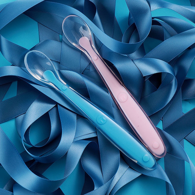 New Baby Soft Silicone Spoon Kẹo Màu sắc Cảm biến Nhiệt độ Muỗng Trẻ em Thức ăn Trẻ em Dụng cụ cho Bé ăn