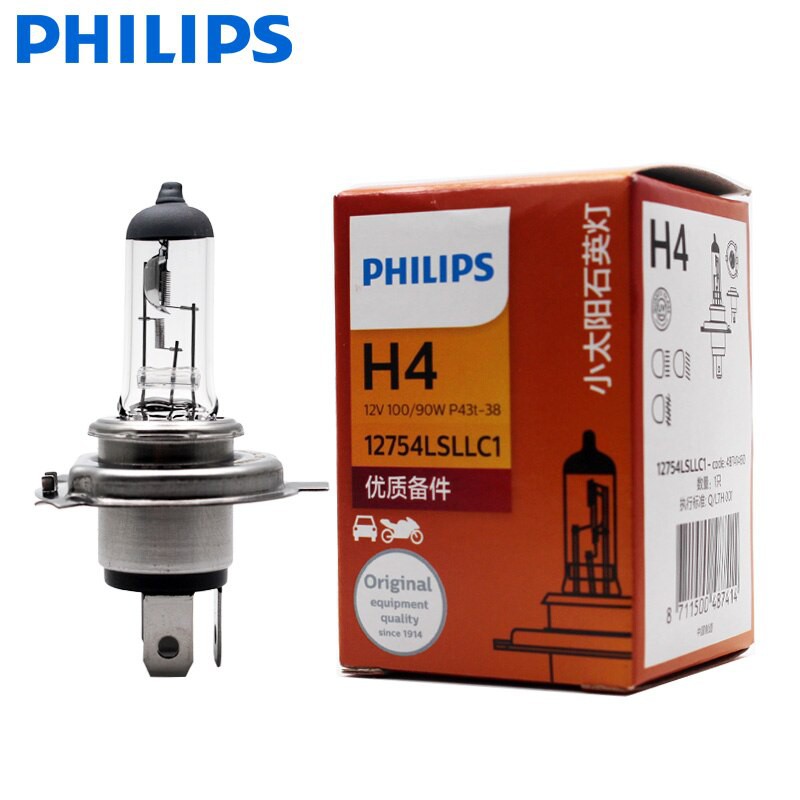 Bóng Đèn Pha Philips Chân H4 H1 Dùng Cho Ô Tô, Xe Máy - 12V 100W Công Nghệ Halogen