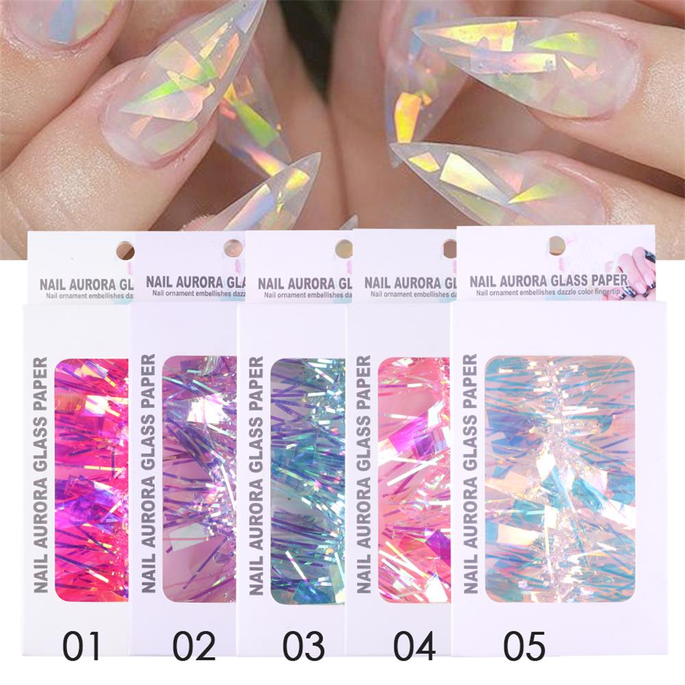 Giấy Bóng Kính Màu Gradient Aurora 3D Dán Móng Tay Trang Trí Nghệ Thuật