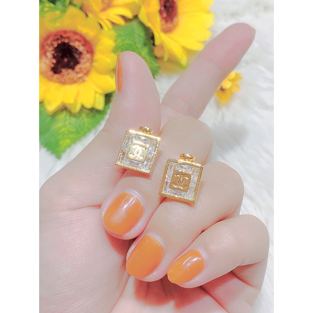 Bông tai nữ UHA mạ vàng 18K , đính kim cương nhân tạo B1197132-75