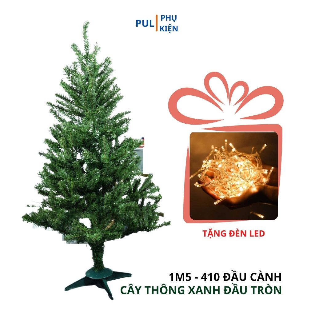 Cây thông noel 1m5 trang trí giáng sinh trong nhà ngoài trời kèm phụ kiện trang trí cây thông noel 1.5m xinh xắn