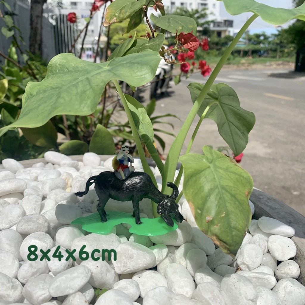 Bé Ngồi Lưng Trâu Bằng Nhựa Trang Trí Sân Vườn, Hòn Non Bộ, Hồ Cá..