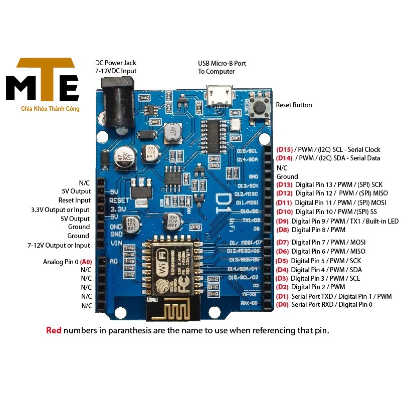 Mạch thu phát wifi ESP8266 WEMOS D1 R2 Kèm cáp