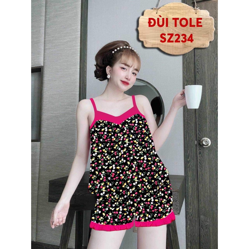 [48kg - 70kg] Đồ Bộ Mặc Nhà, Đồ Bộ Nữ Đùi Tole (Lanh) 2 Dây