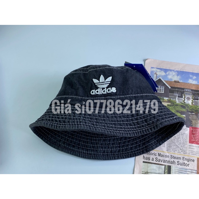 Mũ bo bucket dây 3 sọc vành thêu das thời trang - Nón bo rin bucket 1 mặt cực xịn thoáng mát ( hình thật shop tự chụp )