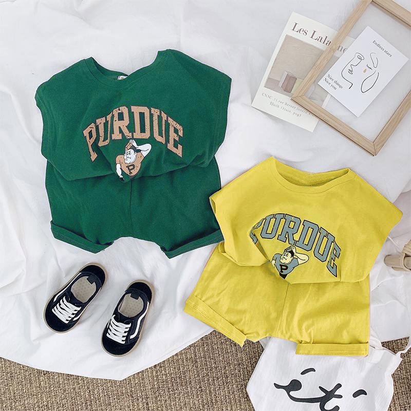 Đồ bộ bé trai ba lỗ AM736 - đồ bộ bé gái chất cotton đũi TTR230