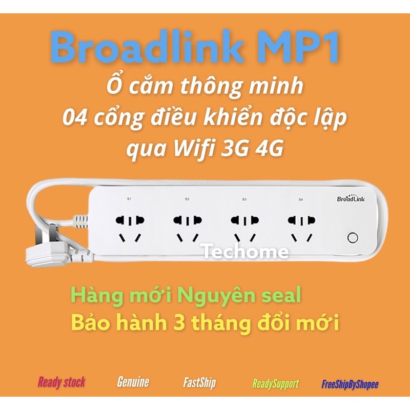 Ổ cắm thông minh Broadlink MP1 - 4 cổng Điều khiển wifi 4G